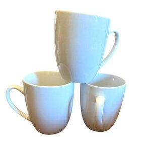 Set Of 3 Copco White Ceramic Coffee Mugs 14 Oz Dishwasher & Microwave Safe